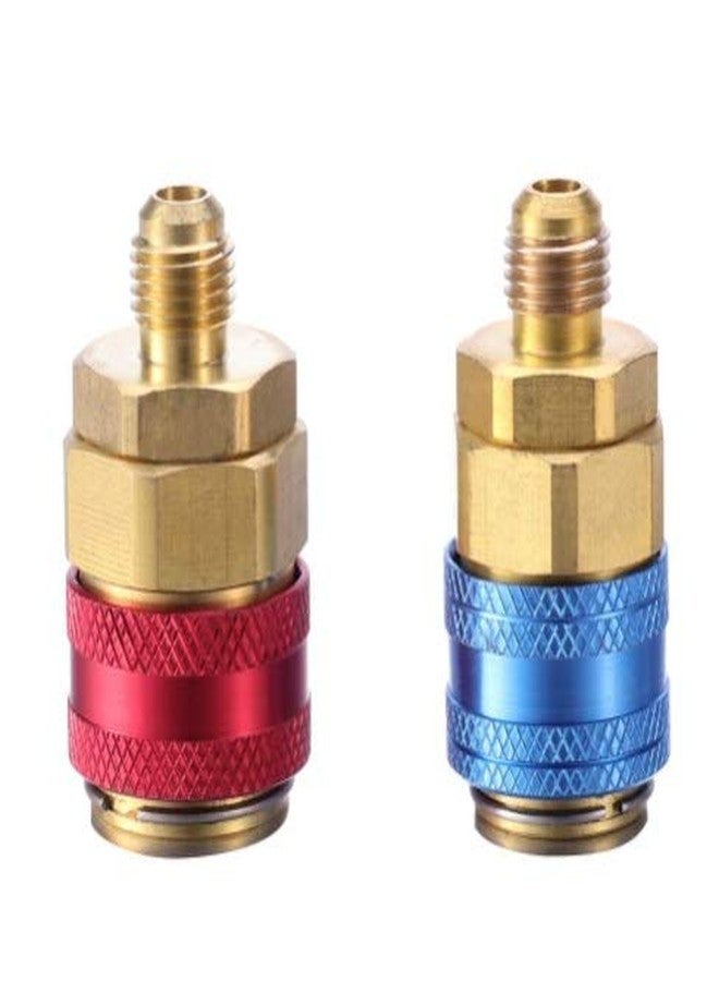 AMAZOR Adjustable R134A Adapter Fittings Quick Coupler Tool Kit High Low AC Freon Manifold Gauge Hose Conversion kit, 1/4" SAE HVAC Set of 2 Pcs - Image 1